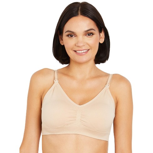 Average Busted Seamless Maternity And Nursing Bra (A-D Cup Sizes) - Nude, L  | Motherhood Maternity