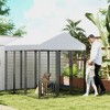 PawHut Outdoor Dog Kennel with Roof, 5.9' x 5.9' x 6' Heavy Duty Welded Wire Dog Playpen Fence with Rotating & 4-Level Adjustable Feeding Bowls - 3 of 4