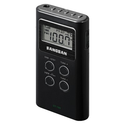 Sangean Portable Pocket AM/FM Digital Clock Radio (Black)