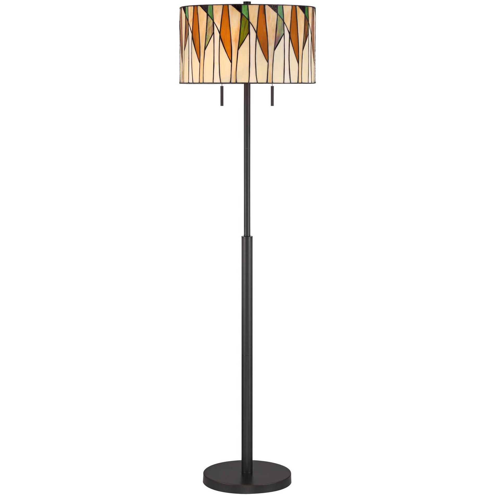 Robert Louis Tiffany Keeva 64" High Art Glass and Bronze Tiffany-Style 2-Light Floor Lamp