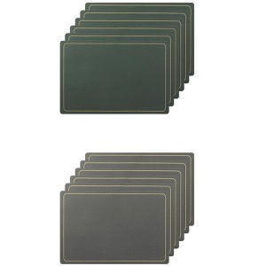 Unique Bargains Dining Room Heat Resistant Modern Faux Leather Placemats 18" x 12" 12 Pcs - 1 of 4
