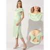 Allegra K Women's Satin Cowl Neck Cap Sleeve Backless Twist Split Midi Cocktail Dress - 2 of 4