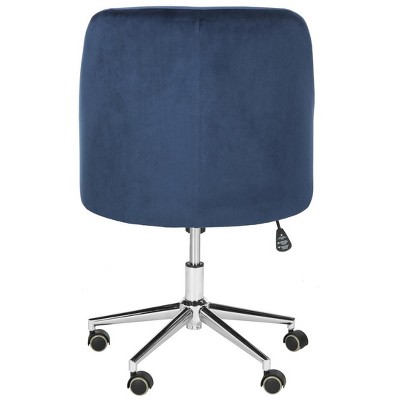 Adrienne Navy Velvet Chrome Leg Swivel Office Chair