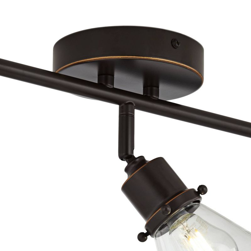 Pro Track Leila 3-Head Ceiling or Wall Track Light Fixture Kit Adjustable Brown Bronze Finish Clear Glass Farmhouse Rustic Kitchen 23 1/4" Wide, 5 of 10