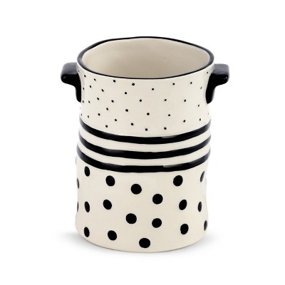 DEMDACO Black Dots and Stripes Crock White