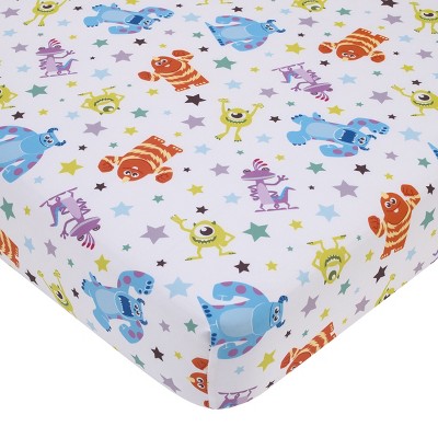 NoJo Disney Monsters Inc. Blue, Green, Orange and White, Sully and Mike Super Soft Nursery Fitted Crib Sheet