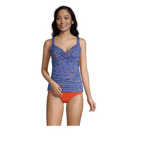 Lands' End Women's Ddd-cup Chlorine Resistant V-neck Wrap Underwire Tankini  Swimsuit Top Adjustable Straps - 12 - Electric Blue Botanical Check : Target