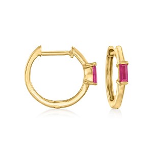 RS Pure by Ross-Simons 0.10 ct. t.w. Ruby Huggie Hoop Earrings in 14kt Yellow Gold - 1 of 4