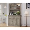 71" Wood Kitchen Pantry Storage Cabinet, Freestanding Buffet Hutch with Microwave Stand, Coffee Bar, 2 Drawers, 5 Doors & Shelves for Dining Room - 4 of 4