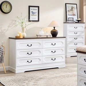 Farmhouse Dresser for Bedroom, Rustic Wood Chest of Drawers for Bedroom - 1 of 4