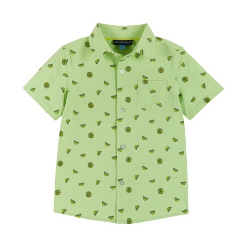 Andy & Evan  Toddler Lt Green Lemon Short Sleeve Buttondown Shirt - image 1 of 3