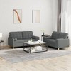 vidaXL Modern Dark Gray 2 Piece Sofa Set with Pillows - Featuring Breathable Fabric, Comfortable Seating and Durable Plywood and Metal Frame - 2 of 4