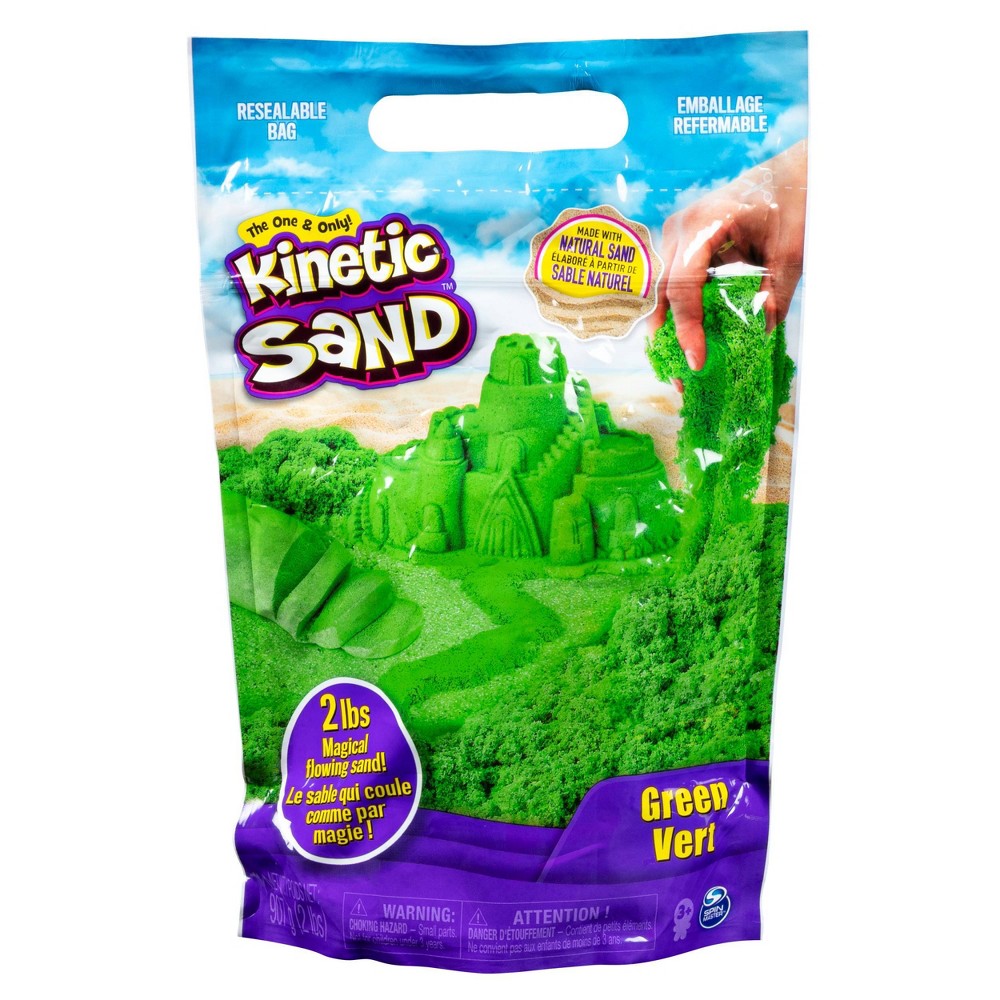 Kinetic Sand  The Original Moldable Sensory Play Sand Toys For Kids  Green  2 lb. Resealable Bag  Ages 3+