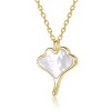Guili 14K Gold Plated with White Mother-of-Pearl Ginkgo Leaf Design Pendant Necklace - 2 of 2