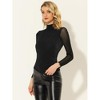 INSPIRE CHIC Women's Mesh Glitter Shiny Mock Turtleneck Long Sleeve Slim Party Shirts - 3 of 4