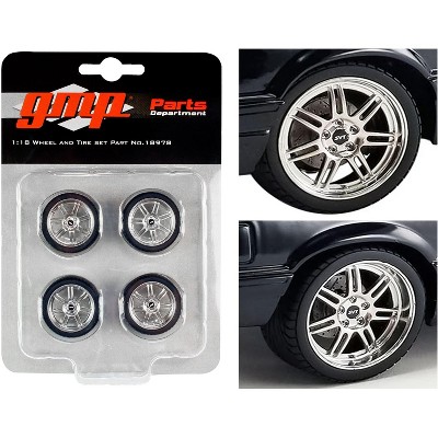 Custom SVT 7-Spoke Wheel & Tire Set of 4 pieces from "1990 Ford Mustang 5.0 Custom" 1/18 Scale Model by GMP