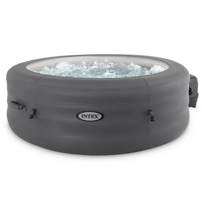 Intex 28481E Simple Spa 77in x 26in Outdoor Portable Inflatable 4-Person Round Heated Hot Tub Spa with 100 Bubble Jets, Filter Pump, and Cover, Gray