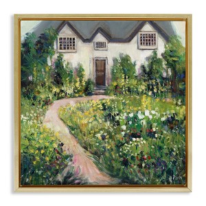 Stupell Industries Rural Floral Cottage Garden Blooms Floating Frame Canvas Art, Gold, 25" x 25" - 1 of 4