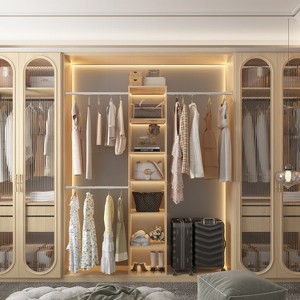 APRILSOUL  All-in-One Closet Organizer – Sturdy Wood Tower with Expandable Rods and Shelves - 1 of 4