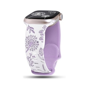HTUTWOO Smart Watch Bands for Apple Watch Strap 38mm 40mm 41mm, Dandelion Elastic Sports Wristband for iWatch Series, White + Purple - 1 of 4
