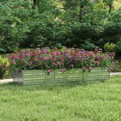 vidaXL Garden Raised Bed Silver Galvanized Steel Large Garden Raised Bed
