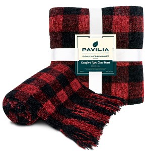 PAVILIA Chenille Throw Blanket with Woven Knitted Tassel Fringe for Couch, Living Room Decor and Bed - 1 of 4