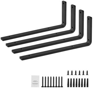 VEVOR Shelf Bracket, 16 x 6 in 4 Pcs, Heavy Duty Floating Shelf Brackets, Brackets for Shelves, 10mm Thick Matte Black L Shelf Bracket,Black - 1 of 4