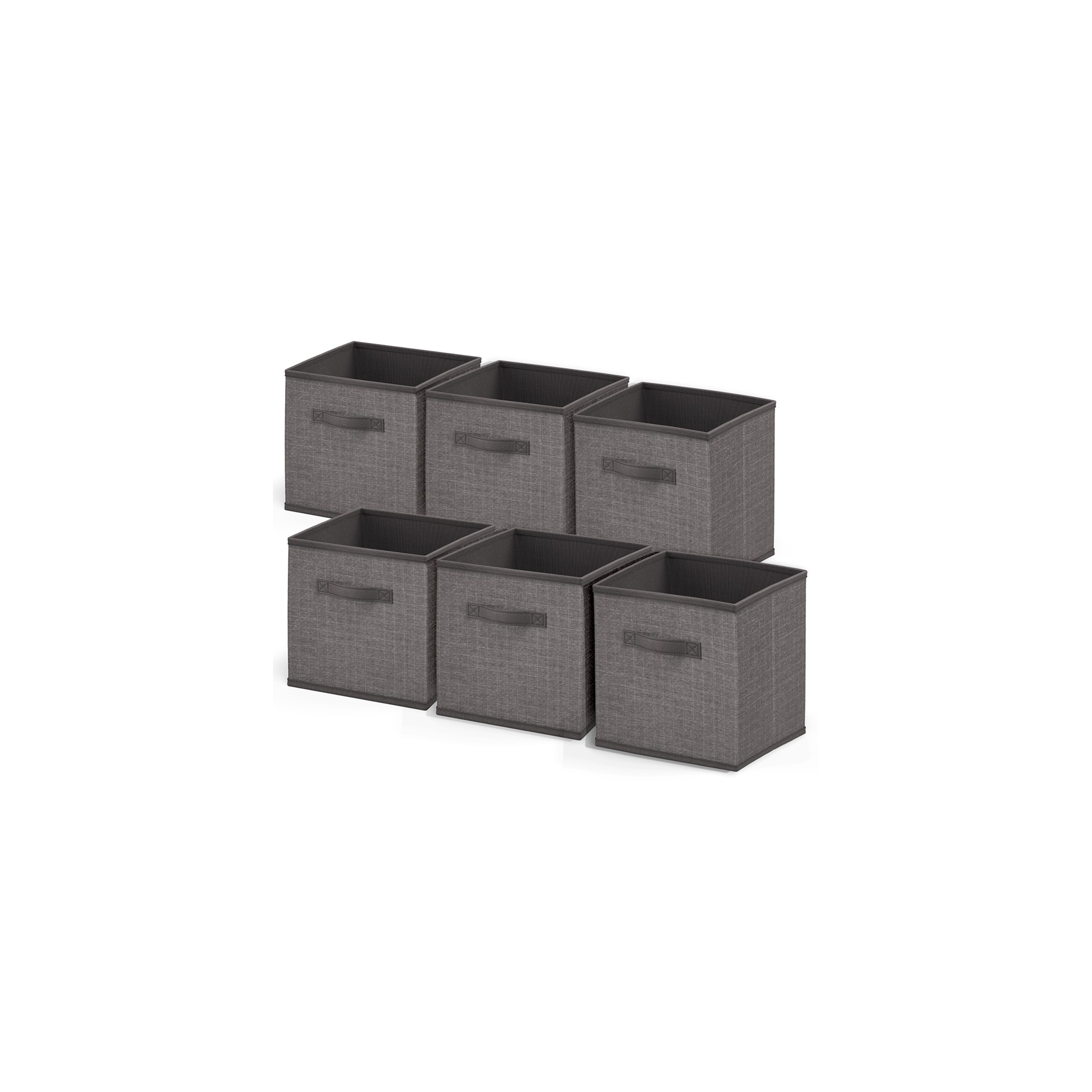 Nestl Set of 6 Foldable Cube Storage Bins, Fabric Storage Bins with Handles, Gray Cubby Organizers