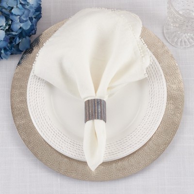 Blue-Grey Shimmering Woven Nubby Napkin Rings Set of 4