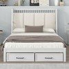 TIRAMISUBEST Full/Queen Size Wood Platform Bed with Upholstered Headboard and 2 Storage Drawers, Modern Bed Frame with Slats Support - 2 of 4