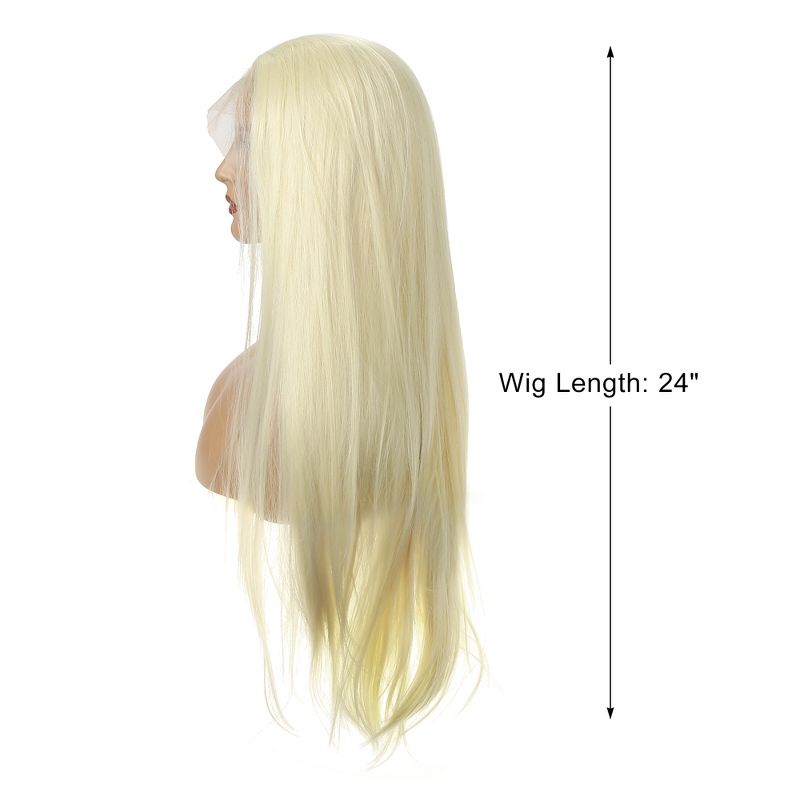 Unique Bargains Long Straight Hair Lace Front Wig for Women with Wig Caps 24" 1PC, 2 of 6