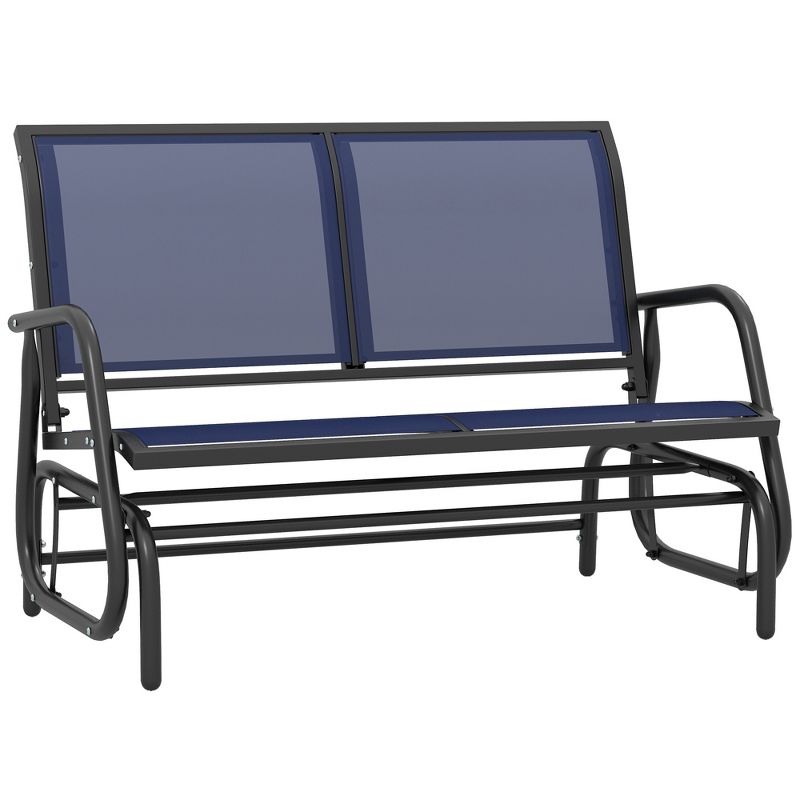 Outsunny 2-Person Outdoor Glider Bench, Patio Double Swing Rocking Chair Loveseat w/Powder Coated Steel Frame for Backyard Garden, 5 of 10
