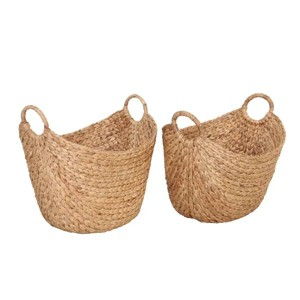 Set of 2 Extra Large Natural Water Hyacinth Boat Decorative Storage Basket - 1 of 4