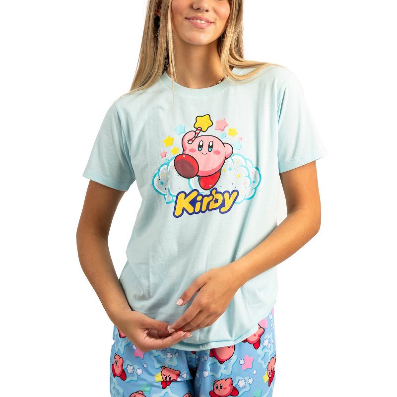 Adorable Kirby Junior Sleepwear Set with Short Sleeve Tee Shirt and Cozy Sleep Pants for Adults, 3 of 7