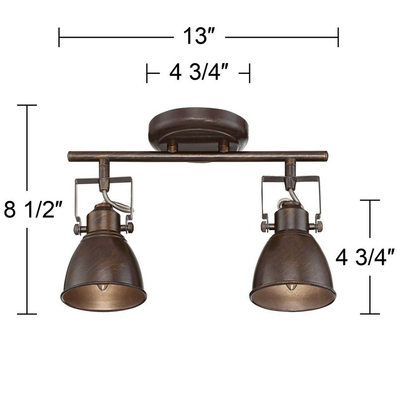 Pro Track Abby 2-Head LED Ceiling or Wall Track Light Fixture Kit Adjustable Brown Bronze Finish Farmhouse Rustic Kitchen Bathroom Dining 13" Wide, 4 of 8