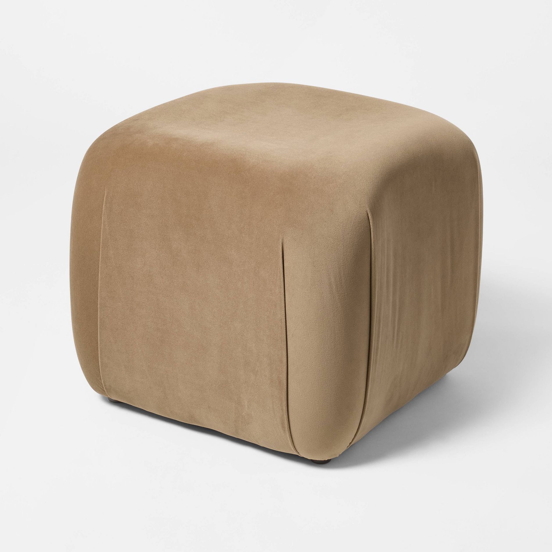 Square Velvet Ottoman Tan - Threshold™ designed with Studio McGee