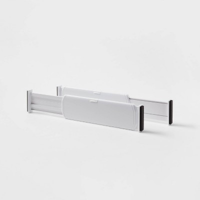Adjustable White Plastic Drawer Dividers Set of 2