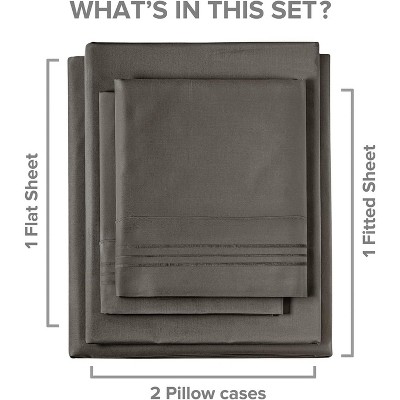 King Dark Grey Cotton Polyester Microfiber Deep Pocket Sheet Set