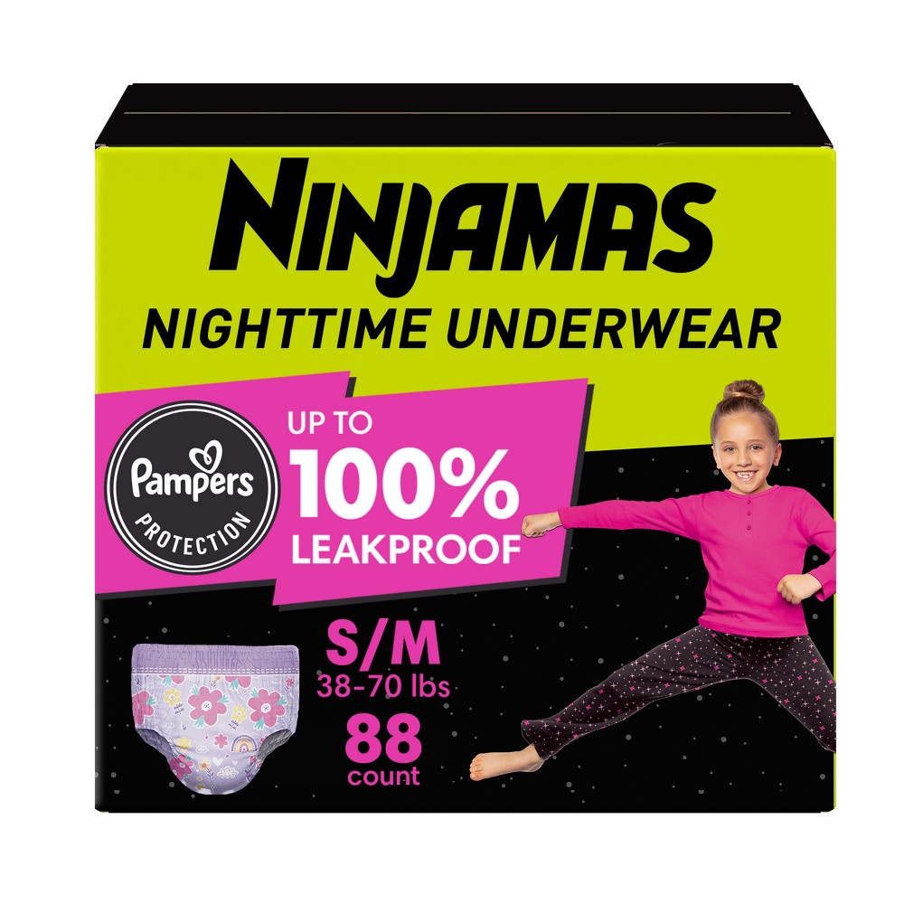 Pampers Ninjamas Nighttime Bedwetting Underwear Girl - Size 7 - 88ct