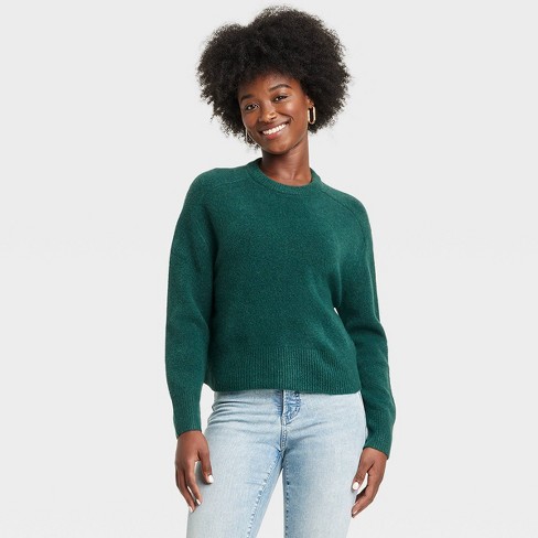 Green wool sweater womens best sale