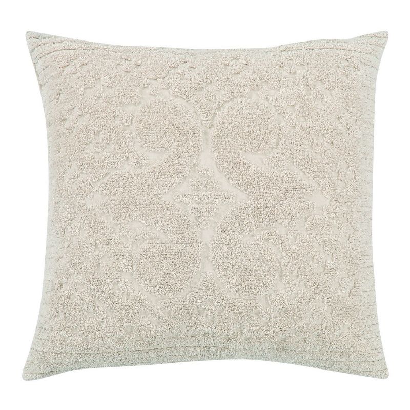 Euro Ashton Collection 100% Cotton Tufted Unique Luxurious Medallion Design Pillow Shams Ivory - Better Trends, 1 of 5