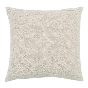 Euro Ashton Collection 100% Cotton Tufted Unique Luxurious Medallion Design Pillow Shams Ivory - Better Trends