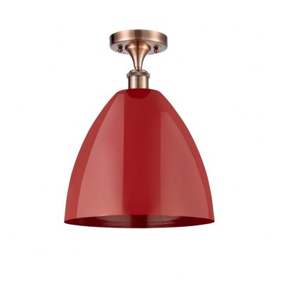 Plymouth Dome - 1 Light Semi-Flush Mount In Industrial Style-14.75 Inches Tall and 12 Inches Wide