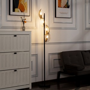 Aukfa 67.3" Modern Tree Floor Lamp with 4 Adjustable Leaf-Shaped Lights – Minimalist Design for Bedroom, Living Room & Office - 1 of 4