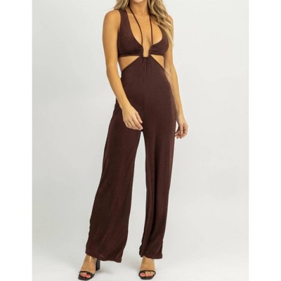 Women's HALTER TIE SLEEVELESS JUMPSUIT - ENDLESS BLU.