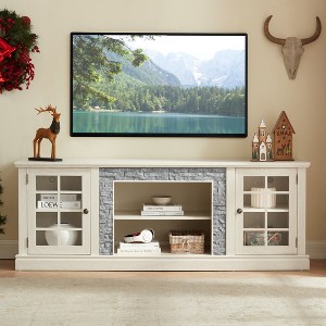 Bella Depot Modern 70" TV Stand for TVs Up to 75", Faux Stone Media Console Cabinet, Entertainment Center for Living Room - 1 of 4