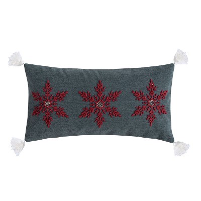 Villa Lugano Sleigh Bells Snowflake Pillow Gray - by Levtex Home