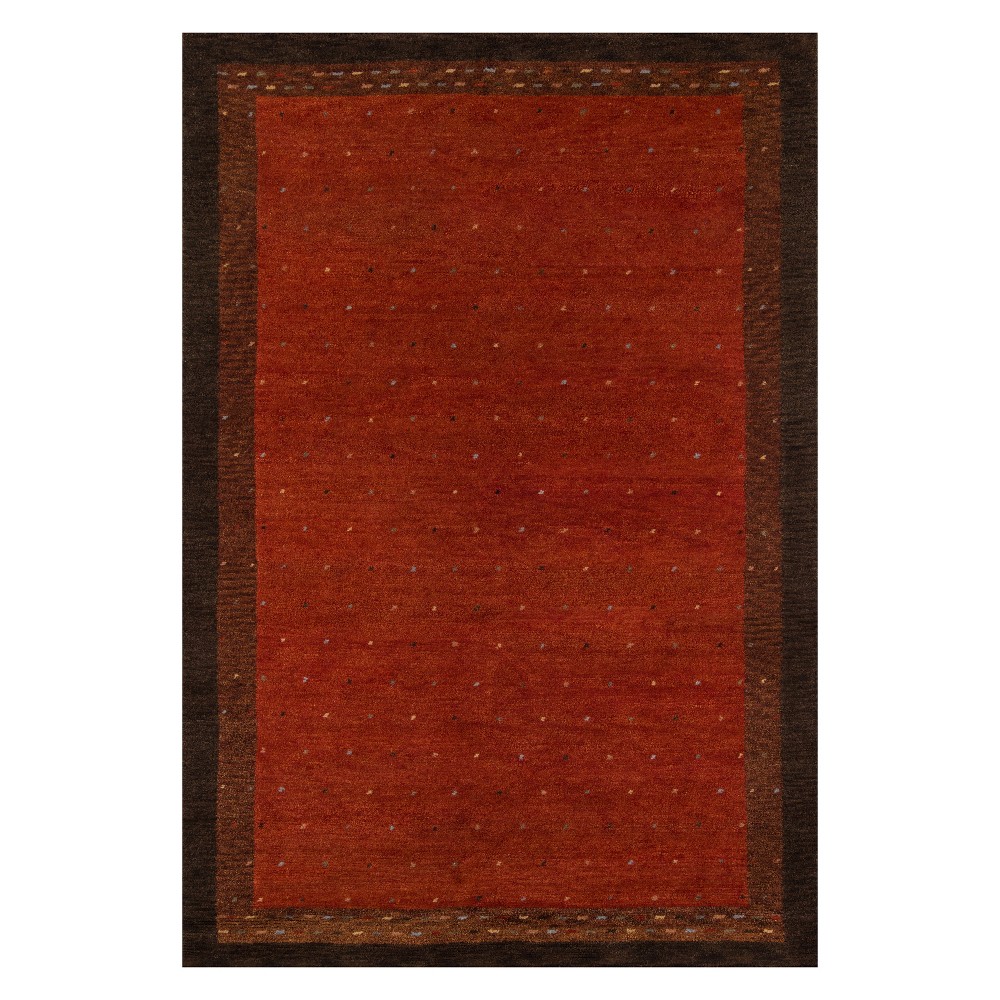 Photos - Area Rug Momeni 2'x3' Solid Knotted Accent Rug Paprika Red/Black  
