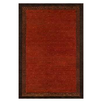 2'x3' Solid Knotted Accent Rug Paprika Red/Black - Momeni