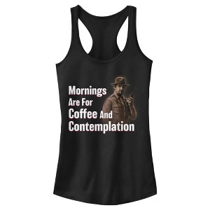 Juniors Womens Stranger Things Hopper Coffee and Contemplation Racerback Tank Top - 1 of 4